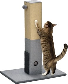 PawHut 79 cm-es Macska Kaparóoszlop Függő Labdával és Jutaoszlop 59.5x39x79 cm Szürke | Aosom