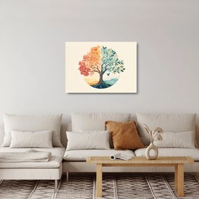 Üveg kép – Duális fa pillangóval (70x50 cm)