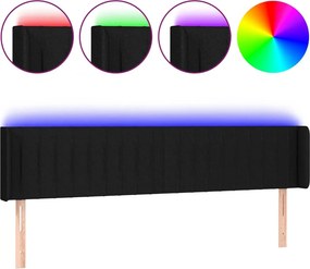 vidaXL fekete szövet LED-es fejtámla 183 x 16 x 78/88 cm