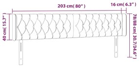 sötétzöld bársony LED-es fejtámla 203 x 16 x 78/88 cm