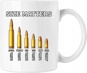 Bögre Size Matters – Fegyverek és Humor Fehér 330ml