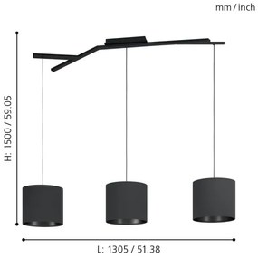 Eglo 39886 - Csillár zsinóron BALNARIO 3xE27/40W/230V