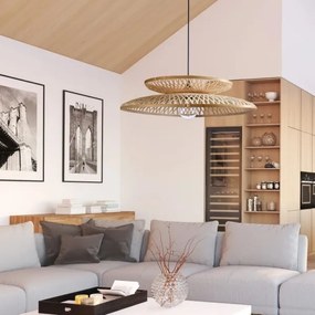 Csillár zsinóron BALI 1xE27/20W/230V átm. 60 cm bambusz