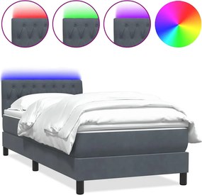 vidaXL sötétszürke bársony rugós és LED-es ágy matraccal 80x210 cm