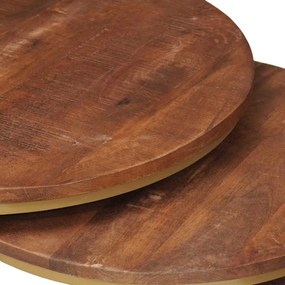 vidaXL Fészkelt Kávézó Asztalok 3 pcs Méz barna Tömör mangófa és acél