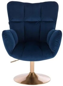 HR650N Tengerkék modern velúr szék arany lábbal
