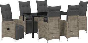 vidaXL Kert étkező szett párnával 7 pcs Bézs polirattan
