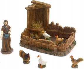 Betlehem figurák "Tartalom állatokkal és gazda" 9cm magas figurákhoz