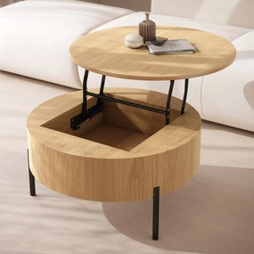 Mazzoni FRIDA Természetes Tölgyfa – MODERN DOHÁNYZÓASZTAL FELHAJTHATÓ LAPPAL ÉS TÁROLÓVAL