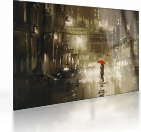 Kép - Nő egy esős éjszakán (üvegen) (70x50 cm)