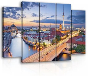 Vászonkép 5 darabos, Berlin és a folyó 100x60 cm méretben