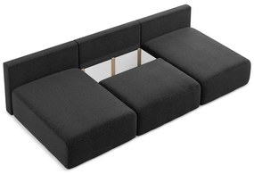 Fekete kinyitható-tárolóhelyes sarokkanapé Kalena – Makamii