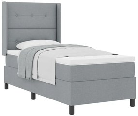Boxspring Ágy Matrac Nélkül, Világosszürke, 90x190 cm, Szövet