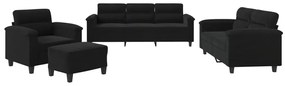 4 részes fekete mikroszálas szövet ülőgarnitúra párnákkal