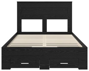 vidaXL Ágykeret fejtámlával fiókkal Fekete tölgy 120 x 190 cm Faanyag
