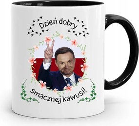 Andrzej Duda Elnök Fekete Bögre Ajándék fényképes nyomtatással