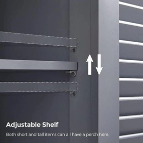 Tárolószekrény, szekrény lamellás ajtókkal és állítható polccal, szürke