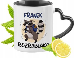 Fekete bögre szív alakú füllel Frank számára Ideális Ajándék