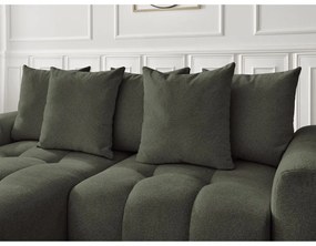 Khaki zsenília kinyitható-tárolóhelyes sarokkanapé (bal oldali-heverő résszel) Roxelane – Bobochic Paris