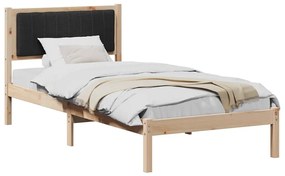 Ágykeret Kárpitozott Fejtámlával fejtámlával Fekete 90 x 190 cm