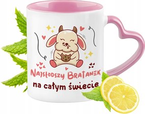 Bögre Árvácska Rózsaszín Szív Alakú Füllel Kávé Ajándék