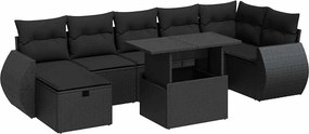 vidaXL 8 részes fekete polyrattan kerti ülőgarnitúra párnákkal