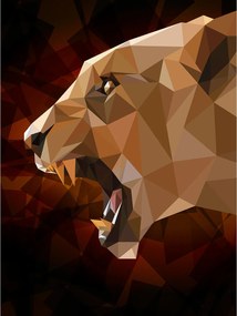Tapéta Oroszlán Poligonális erő vad természet modern stílusban 206x275 +ragasztó