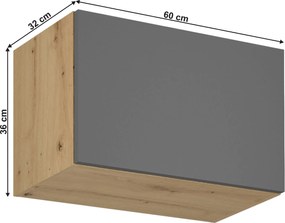 Felső szekrény, artisan tölgy/szürke matt, LANGEN G60KN