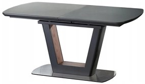 Asztal Houston 722Antracit, Dió, 76x90x160cm, Hosszabbíthatóság, Edzett üveg, Közepes sűrűségű farostlemez, Fém, Közepes sűrűségű farostlemez