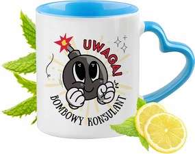 Kék bögre szív alakú füllel tanácsadónak ajándékba