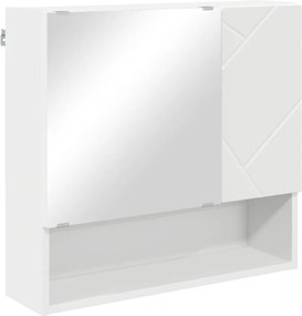 vidaXL Tükörszekrény Falra szerelhető Fehér 59 x 17 x 55 cm Faanyag