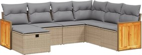 vidaXL 7 részes vegyes bézs polyrattan kerti ülőgarnitúra párnákkal