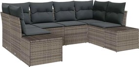 vidaXL Kerti Kanapé Szett tárolóval 6 pcs Szürke Poli rattan