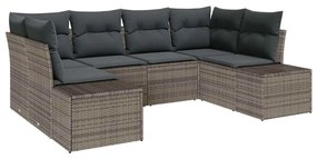 vidaXL Kerti Kanapé Szett tárolóval 6 pcs Szürke Poli rattan