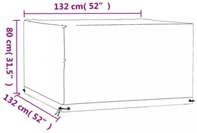 2 db négyzet alakú kerti bútorhuzat 8 fűzőlyukkal 132x132x80 cm