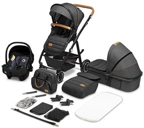 Lionelo - AMBER kombinált babakocsi 3 az 1-ben, szürke grafit