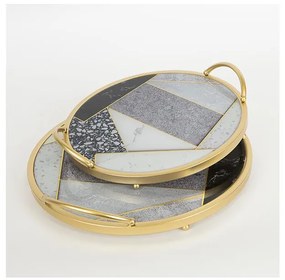 KÉSZLET 2x Dekoratív tálca átm. 35/30 cm arany