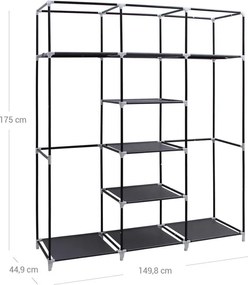 Věšák 150x45x175cm, kov, černá, AST-E1012 BK