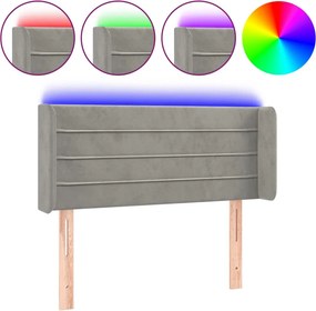 vidaXL világosszürke bársony LED-es fejtámla 93 x 16 x 78/88 cm