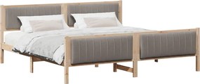 vidaXL Ágykeret fejtámlával Barna és taupe 200 x 200 cm Tömör fenyőfa
