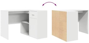 Sarokíróasztal fiókkal 2 pcs Fehér 102 x 50 x 75 cm Faanyag