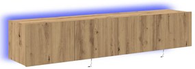 TV Fali Szekrény LED Fényekkel 2 db Kézműves Tölgy 80x35x31 cm
