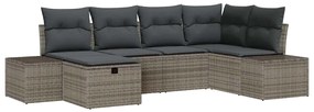 vidaXL Kerti Kanapé Szett párnával 6 pcs Szürke polirattan