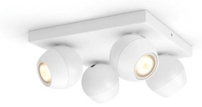 Philips Hue Buckram fehér spotlámpa, 4 spotfejjel, White Ambiance, 4x5,5W, 1400lm, 2200-6500K változtatható fehér, 4xGU10 LED fényforrás + DimSwitch, 8719514339149
