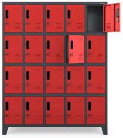 Fém öltözőszekrény ROBERT 1360 x 1720 x 450 mm, antracit-piros