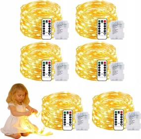 6DB Drót Lámpa 50LED Elemes Karácsonyfa Fények Mikro Damil Meleg