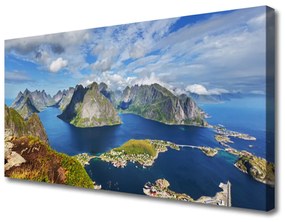 Vászonkép nyomtatás Hegyi táj tenger Bay 120x60 cm