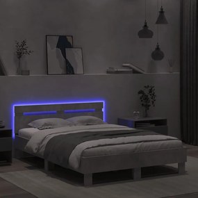 betonszürke ágykeret fejtámlával és LED-del 120x190 cm