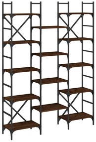 barna tölgyszínű szerelt fa könyvespolc 127,5x28,5x172,5 cm