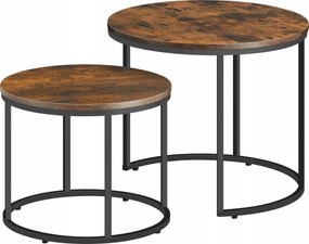 Dohányzóasztal kerek szett 2db-os rusztikus lábak fekete